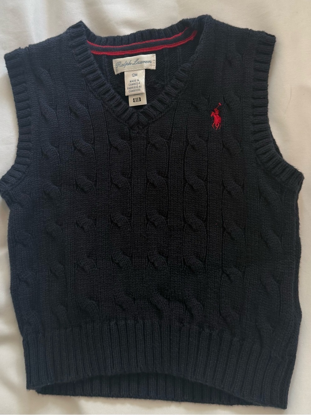Ralph Lauren  Cable-Knit Sweater Vest navy size 12 months